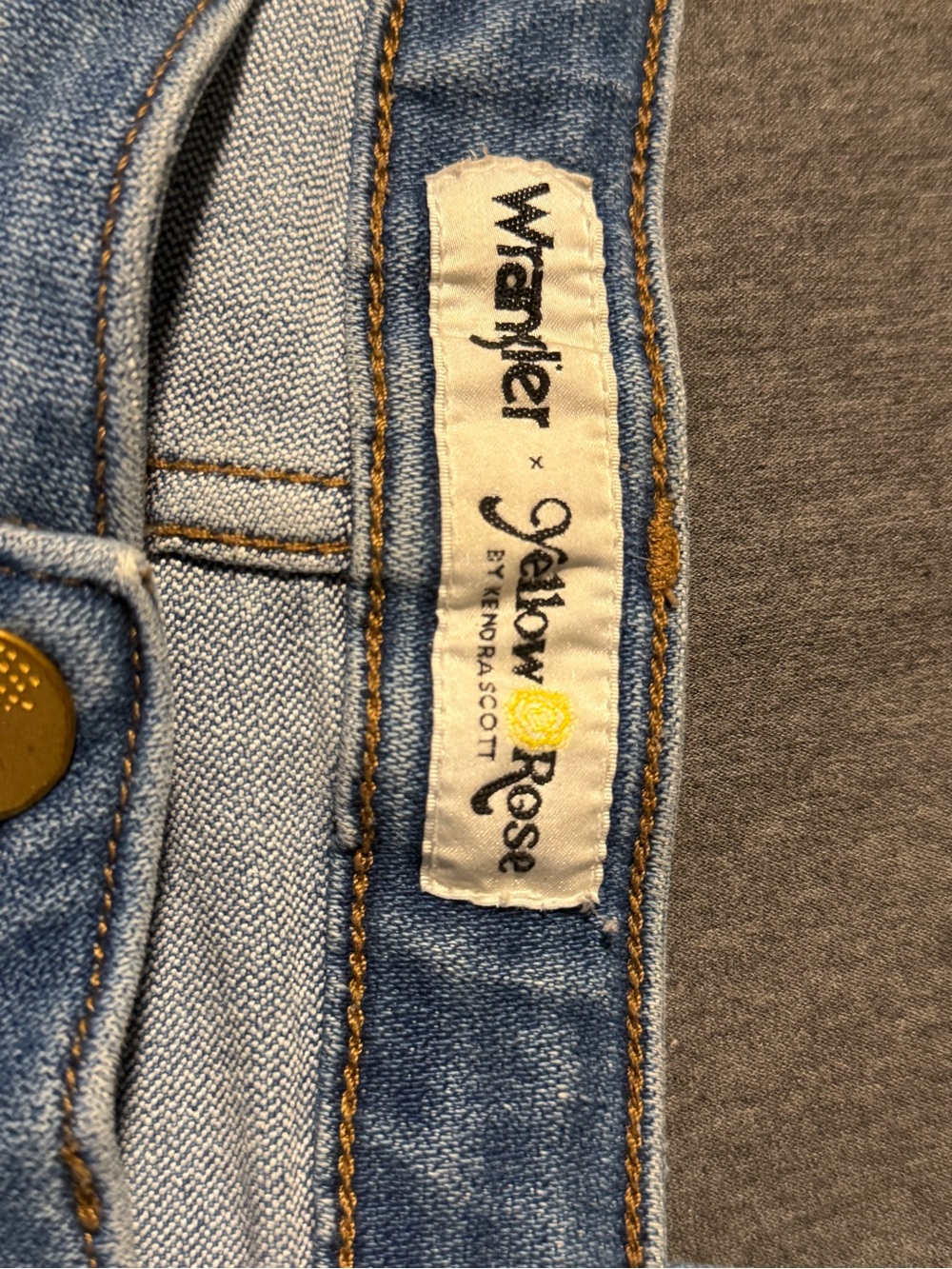 Wrangler Light Blue Denim Jeans with Yellow Rose Accent